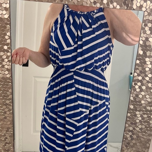 Chicos size 2 (large) royal blue and white maxi dress. chevron long. 12 - Picture 9 of 10